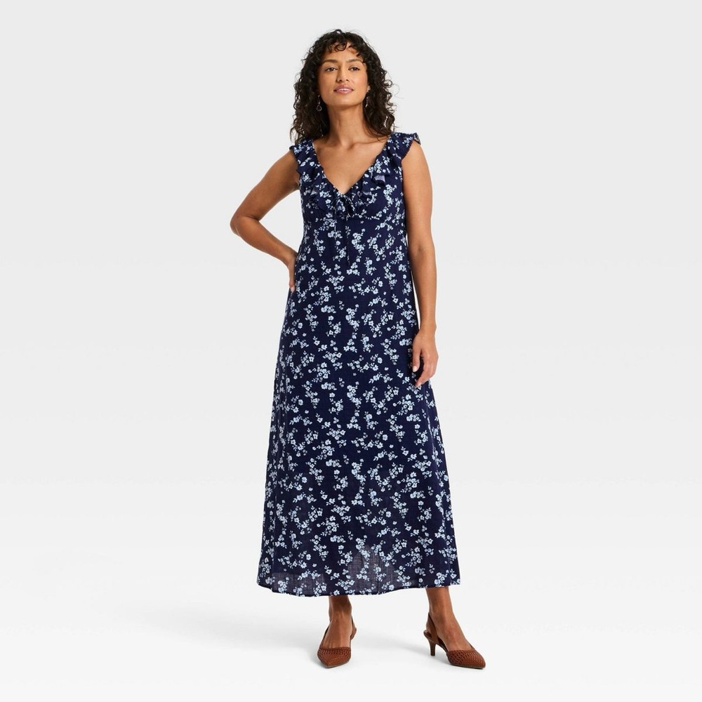 Universal Thread Navy Blue Floral Maxi Dress